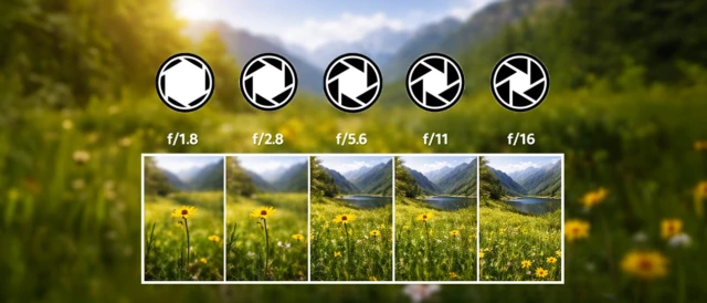 Example of shallow vs deep depth of field using different aperture settings